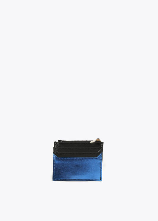 12405018-Metallic animal print card holder-Blue