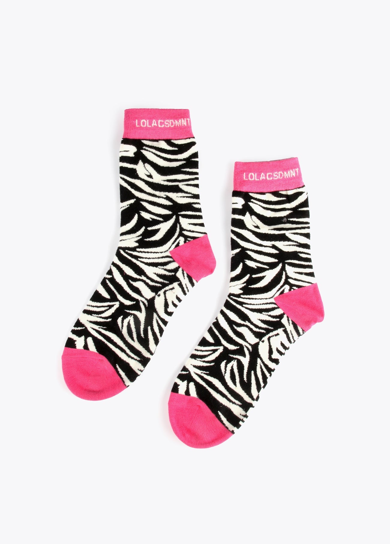 12406001-Set of 2 zebra and plain socks-Fuchsia