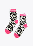 12406001-Set of 2 zebra and plain socks-Fuchsia