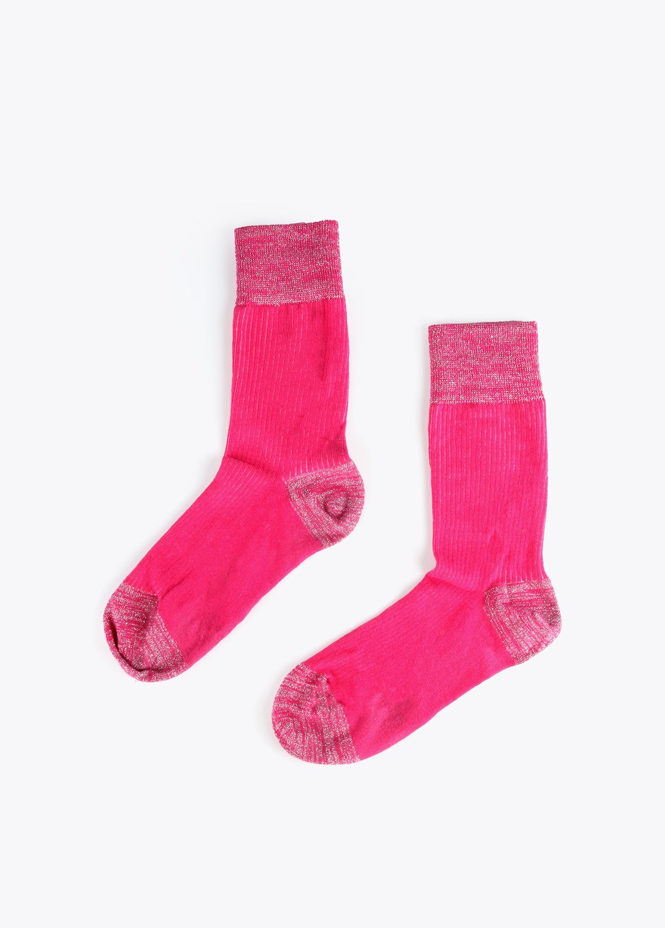 12406001-Set of 2 zebra and plain socks-Fuchsia