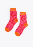 12406001-Set of 2 zebra and plain socks-Orange