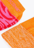 12406001-Set of 2 zebra and plain socks-Orange