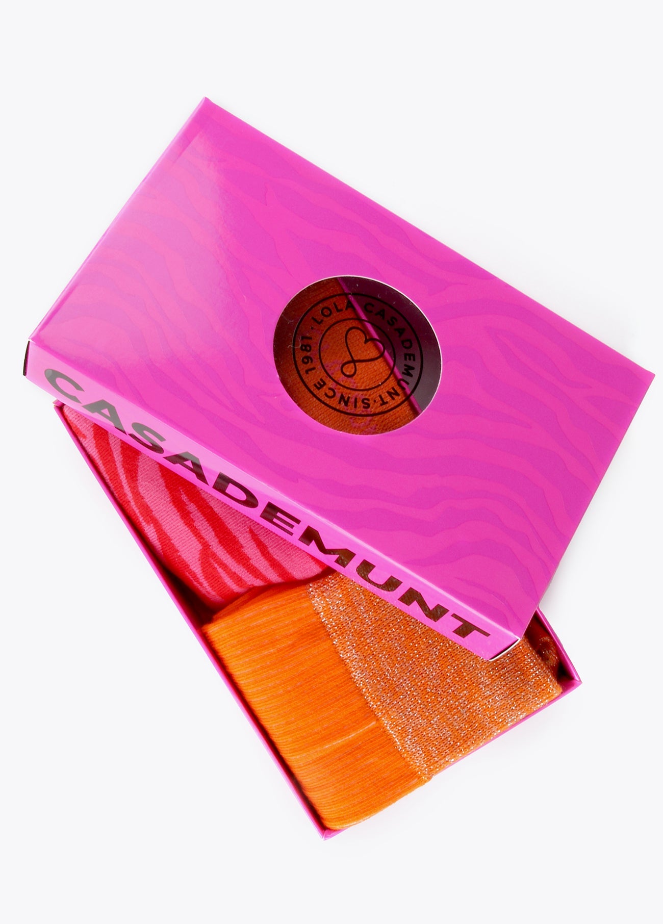 12406001-Set of 2 zebra and plain socks-Orange