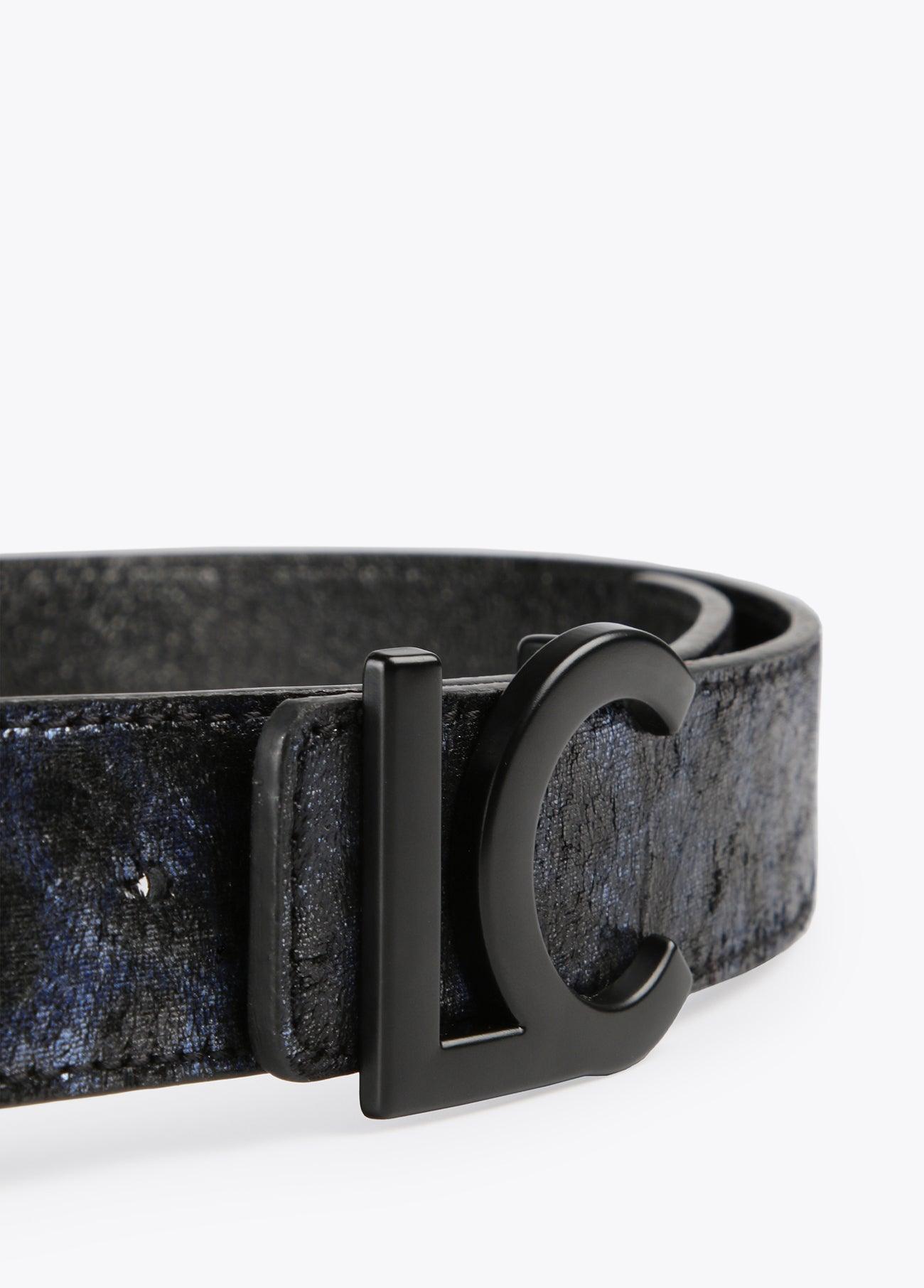 12407003-Reversible metallic animal print belt-Blue