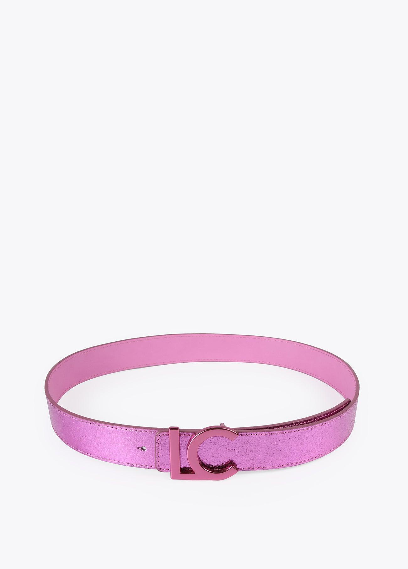 12407005-Reversible metallic belt-Pink