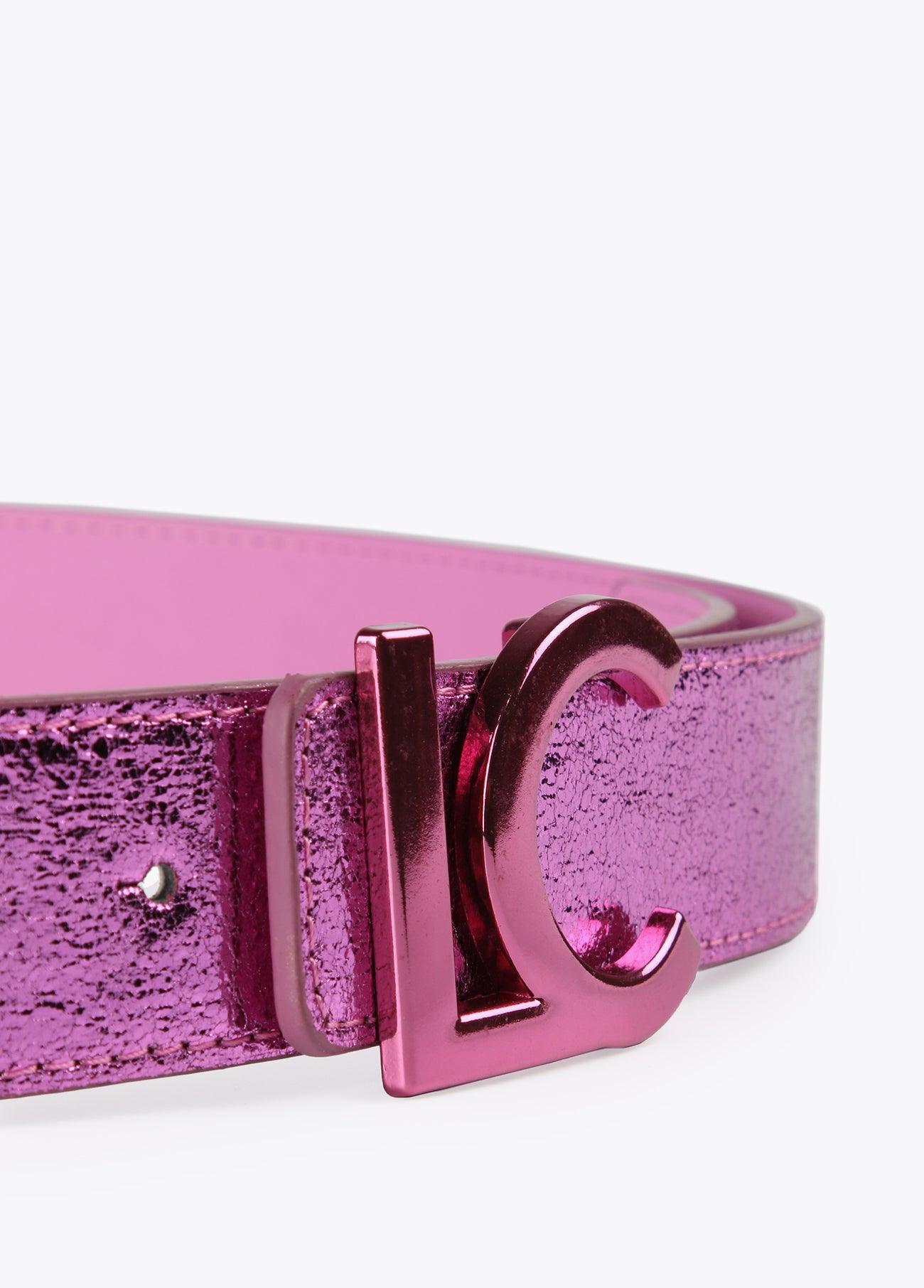 12407005-Reversible metallic belt-Pink