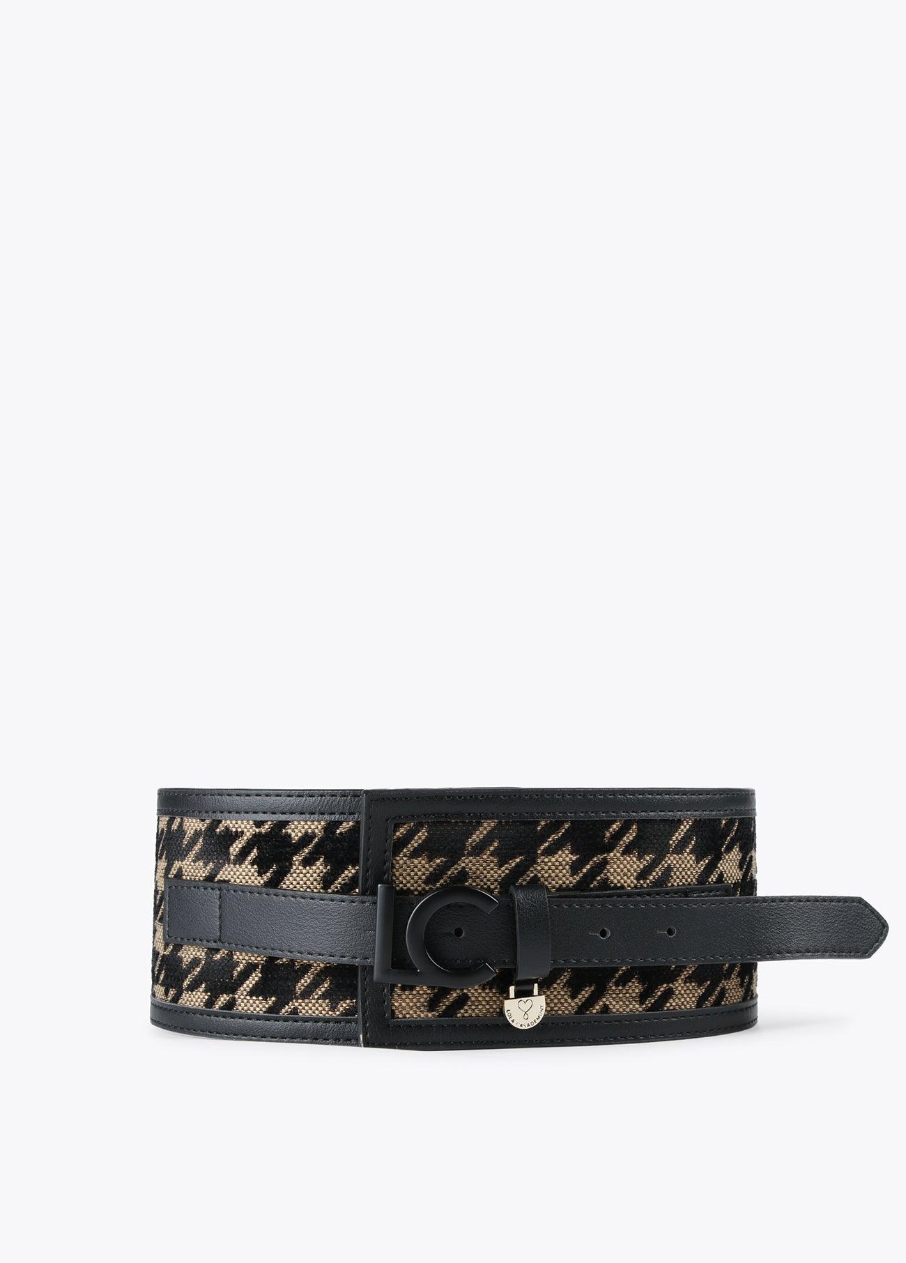 12407007-Wide houndstooth belt-Printed