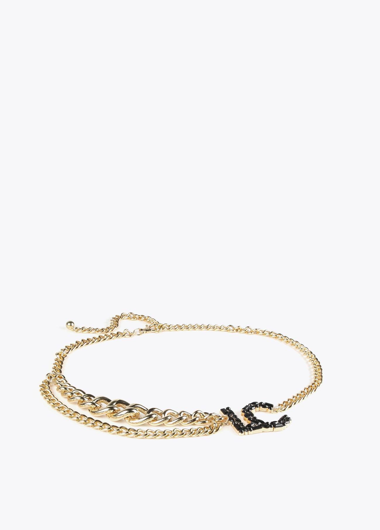 12407012-Chain belt with LC stones-Black
