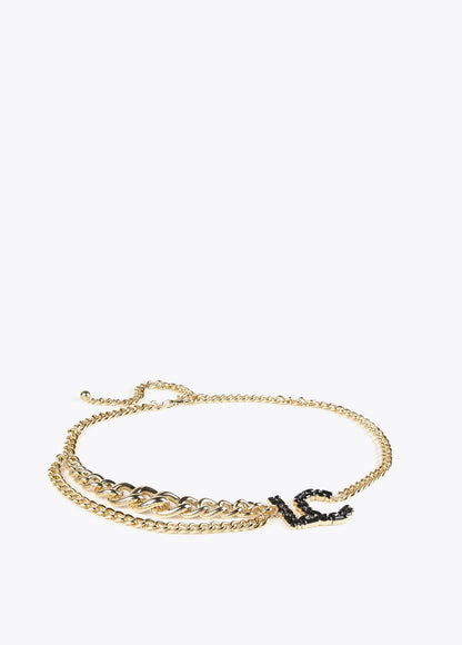 12407012-Chain belt with LC stones-Black
