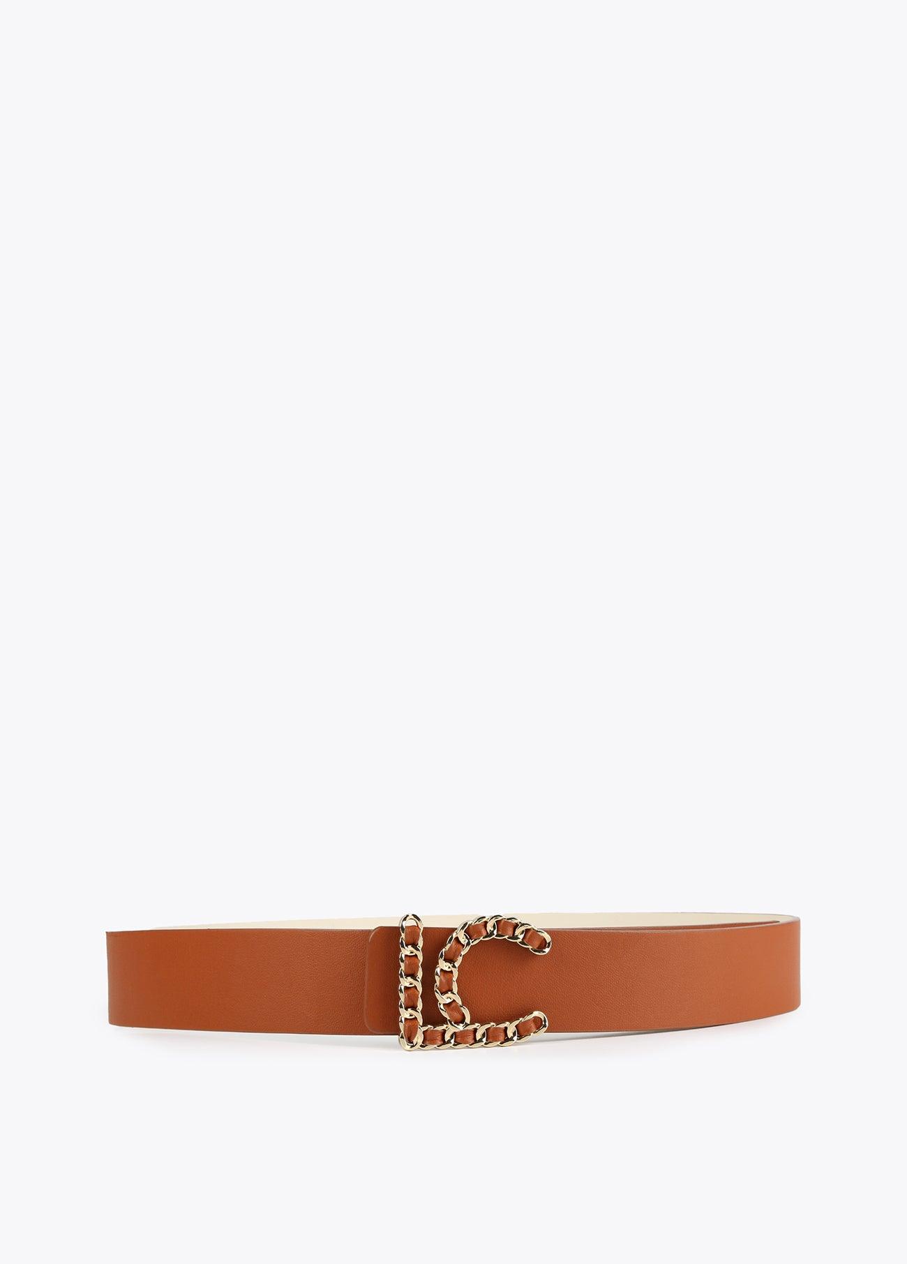12407013-LC braided buckle belt-Brown