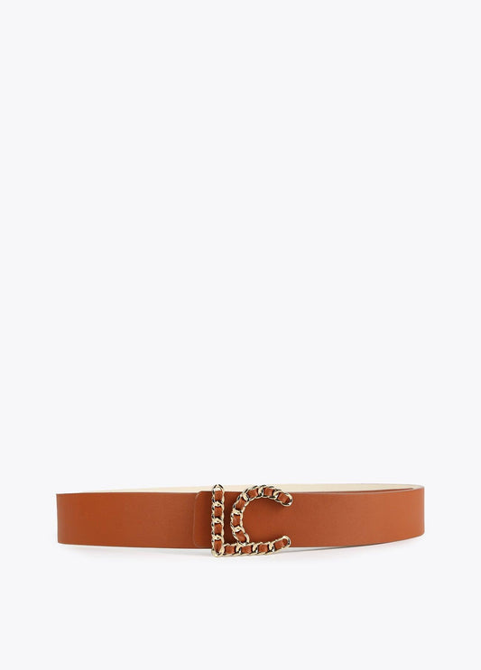 12407013-LC braided buckle belt-Brown