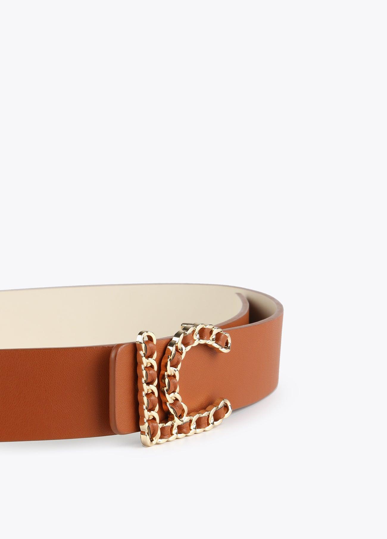 12407013-LC braided buckle belt-Brown