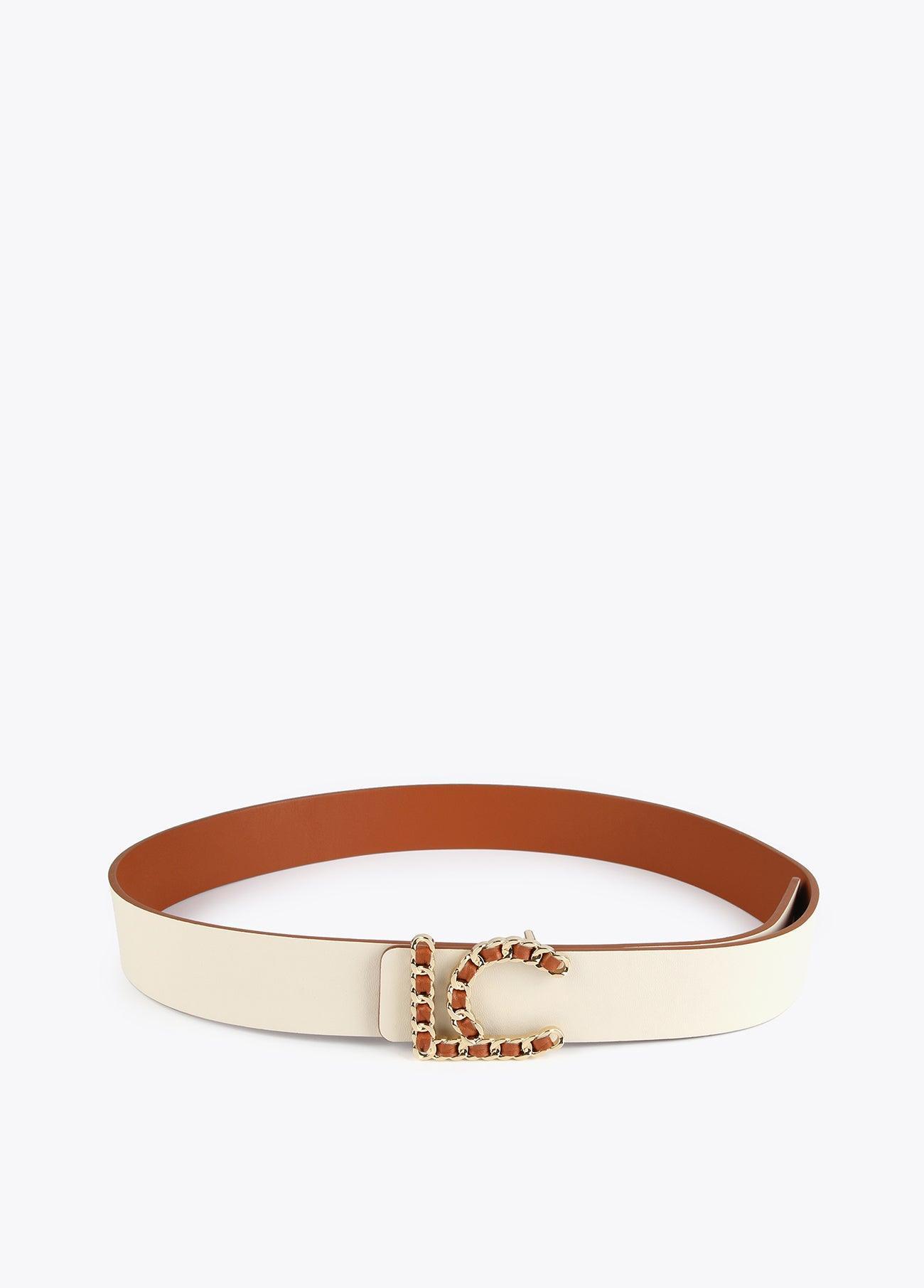 12407013-LC braided buckle belt-Brown