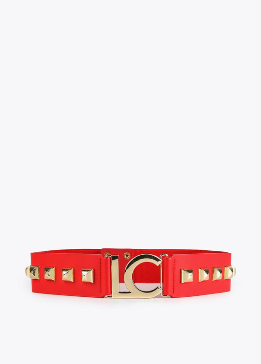 12407016-Studded LC belt-Red