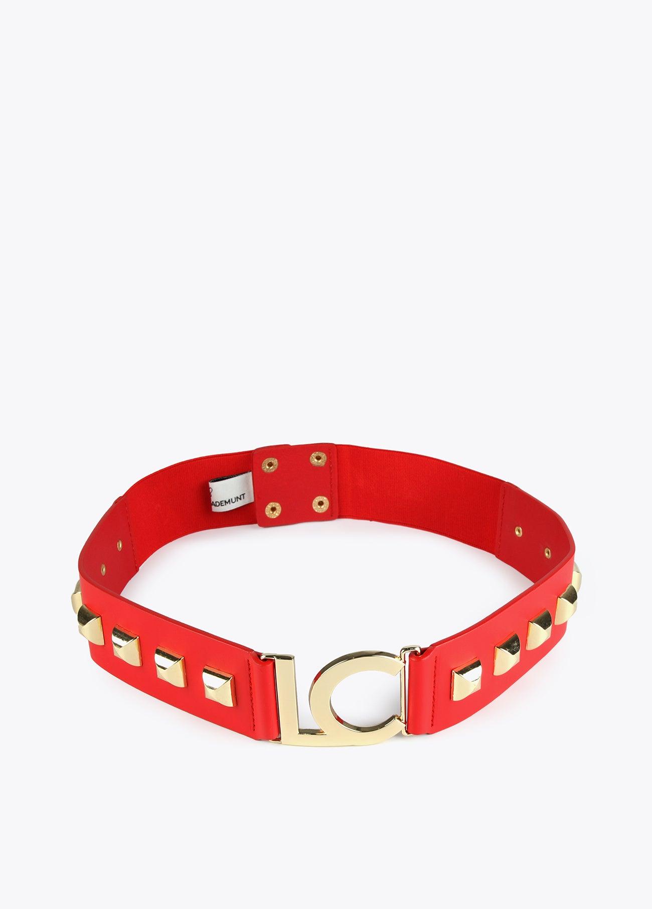 12407016-Studded LC belt-Red
