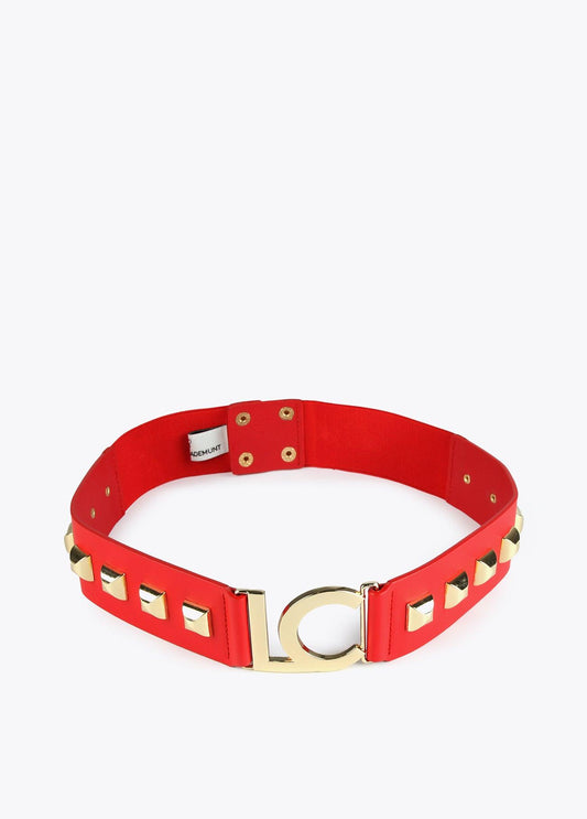12407016-Studded LC belt-Red