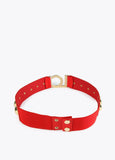 12407016-Studded LC belt-Red