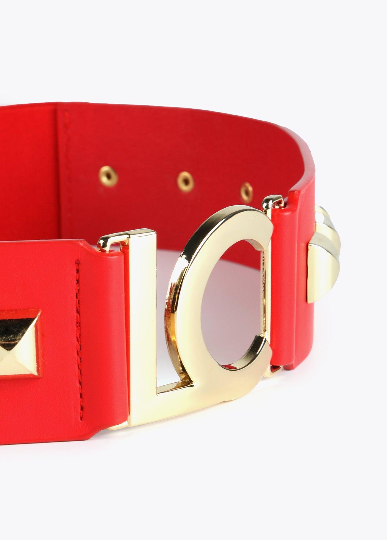 12407016-Studded LC belt-Red