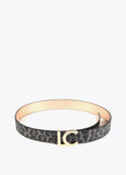 12407019-Reversible animal print and metallic belt-Golden
