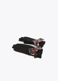 12409009-Animal print knot gloves-Black