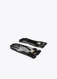 12409010-Patent leather buckle gloves-Black