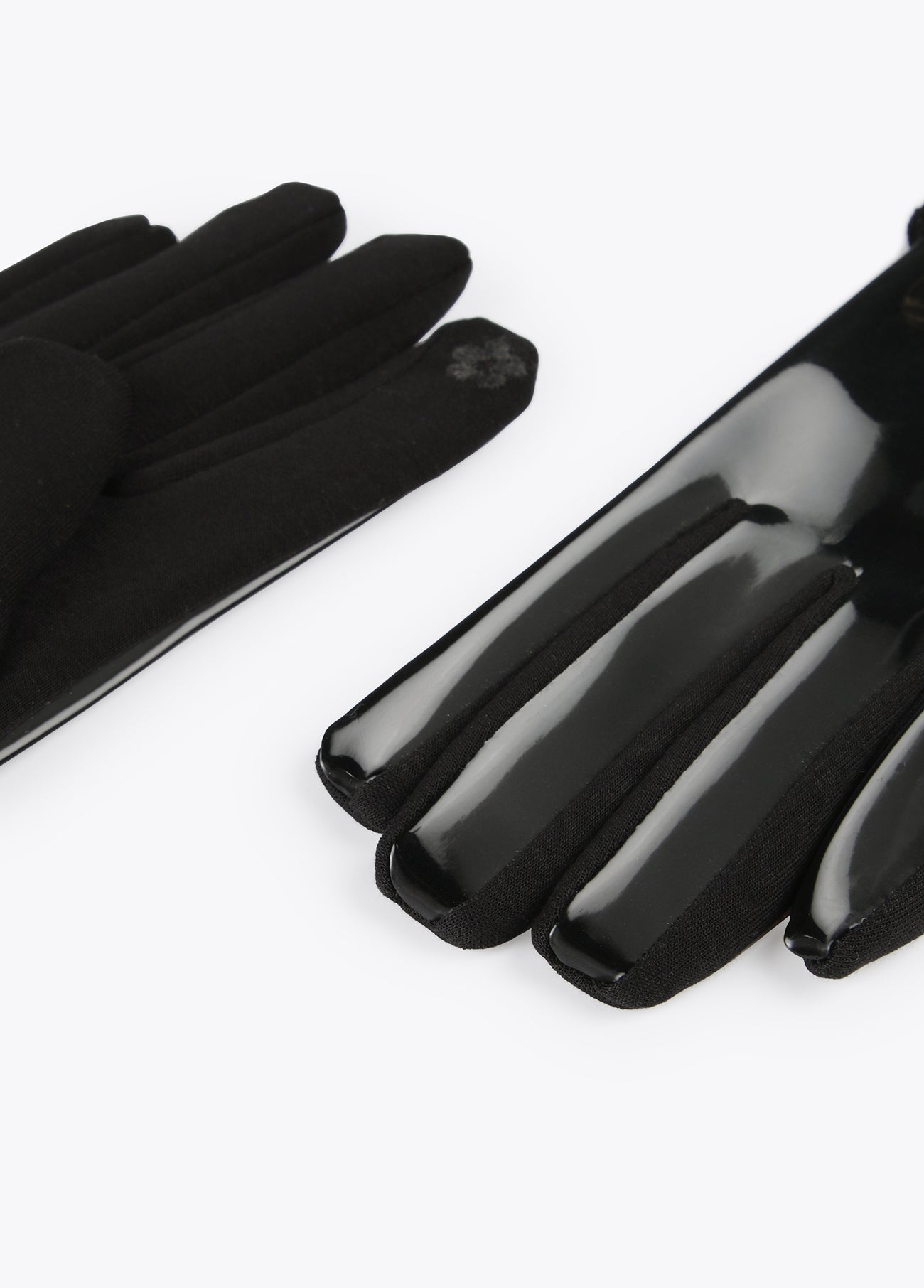 12409010-Patent leather buckle gloves-Black