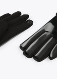 12409010-Patent leather buckle gloves-Black
