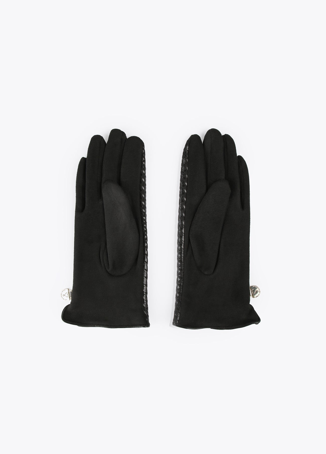 12409013-Houndstooth gloves-Black