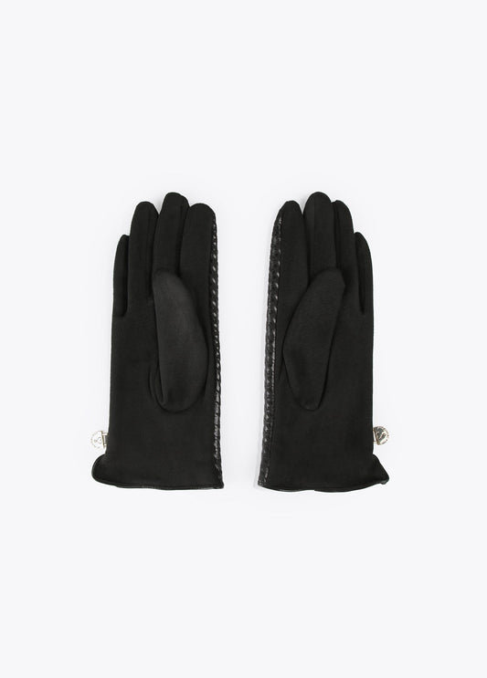 12409013-Houndstooth gloves-Black