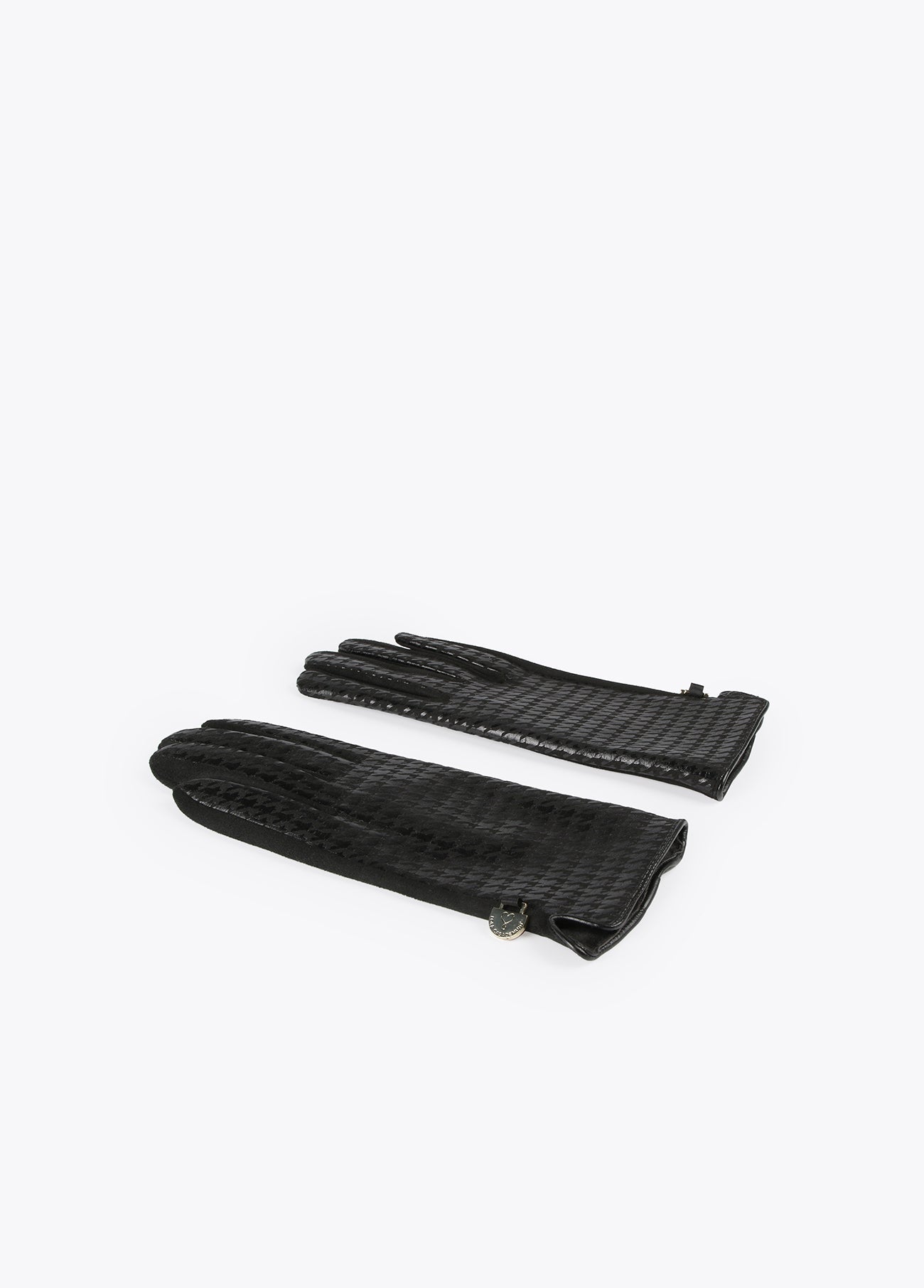 12409013-Houndstooth gloves-Black