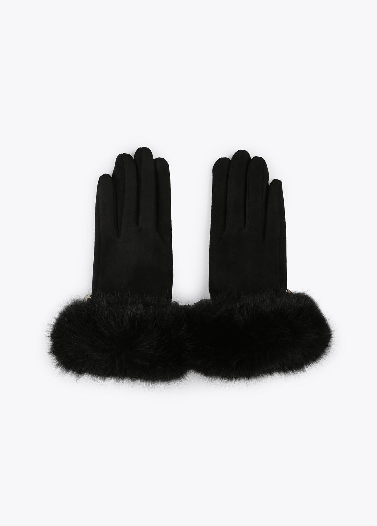 12409014-Fur gloves-Black