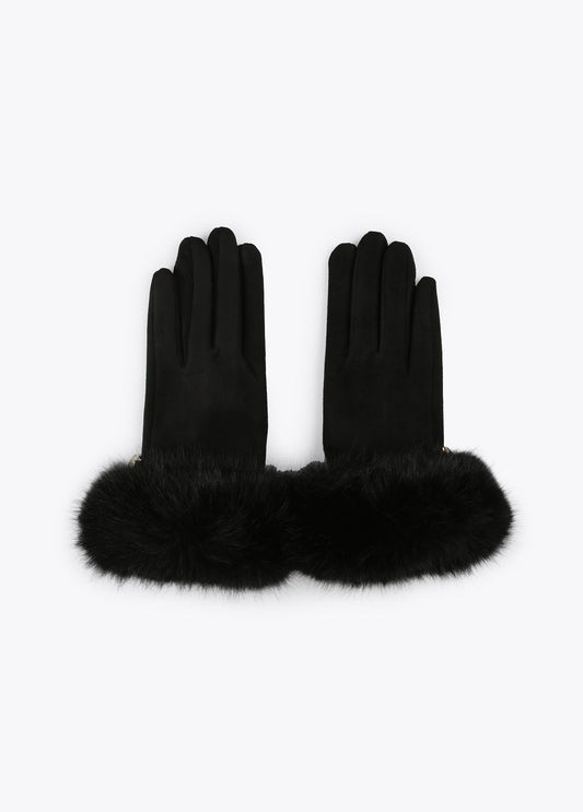 12409014-Fur gloves-Black