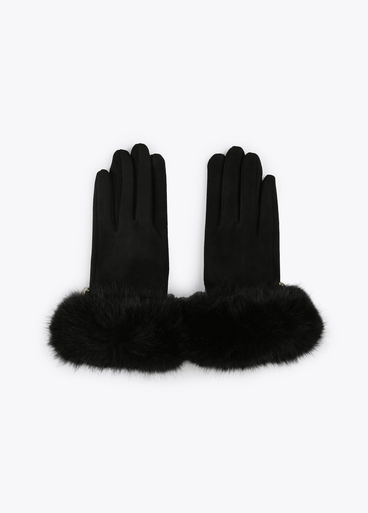 12409014-Fur gloves-Black