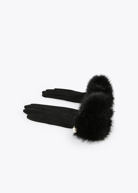 12409014-Fur gloves-Black