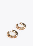 12410013-Hoop earrings with inset crystals-Beige