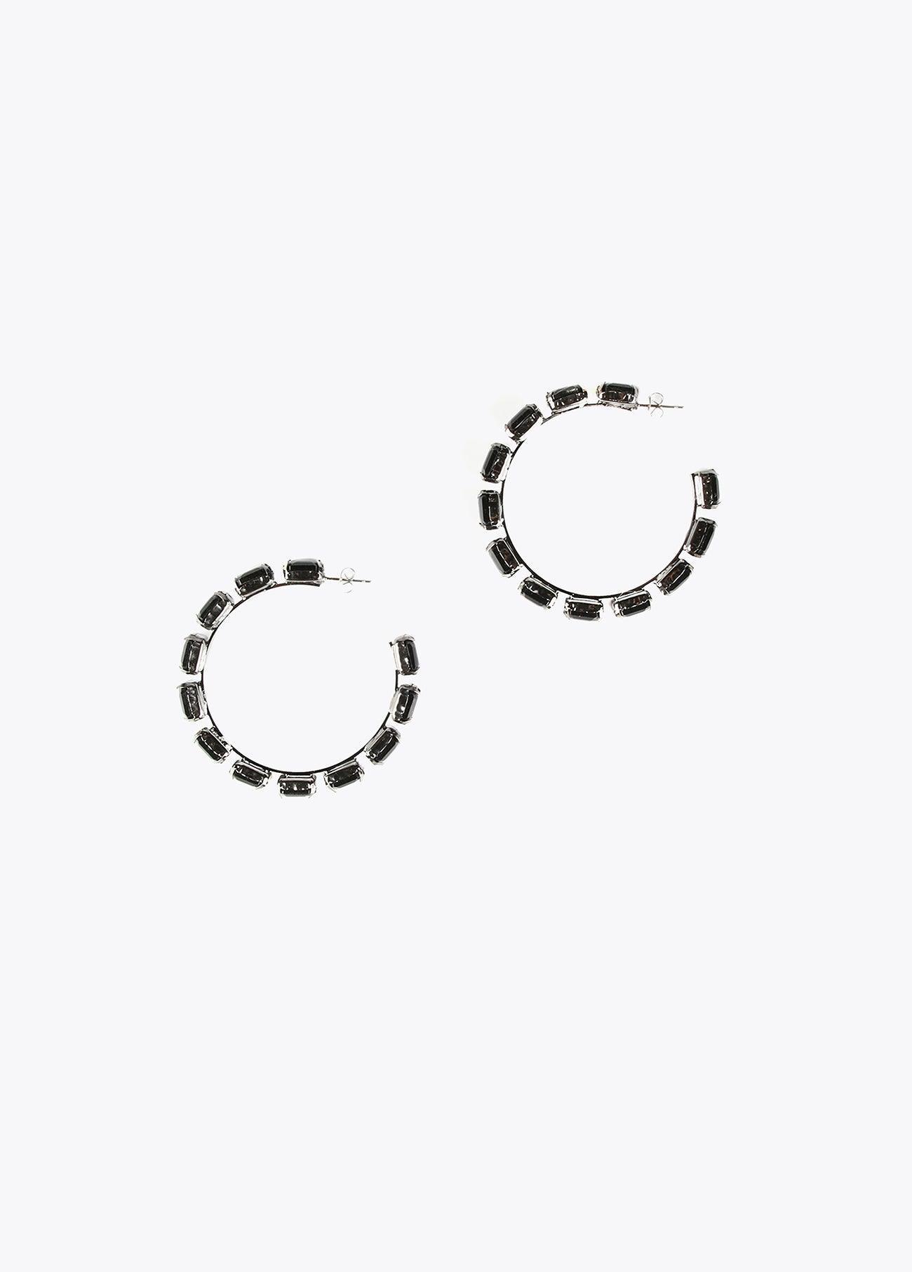 12410029-Crystal hoop earrings-Black