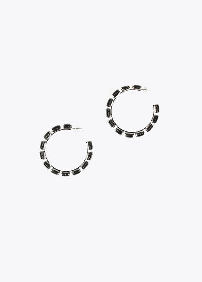 12410029-Crystal hoop earrings-Black