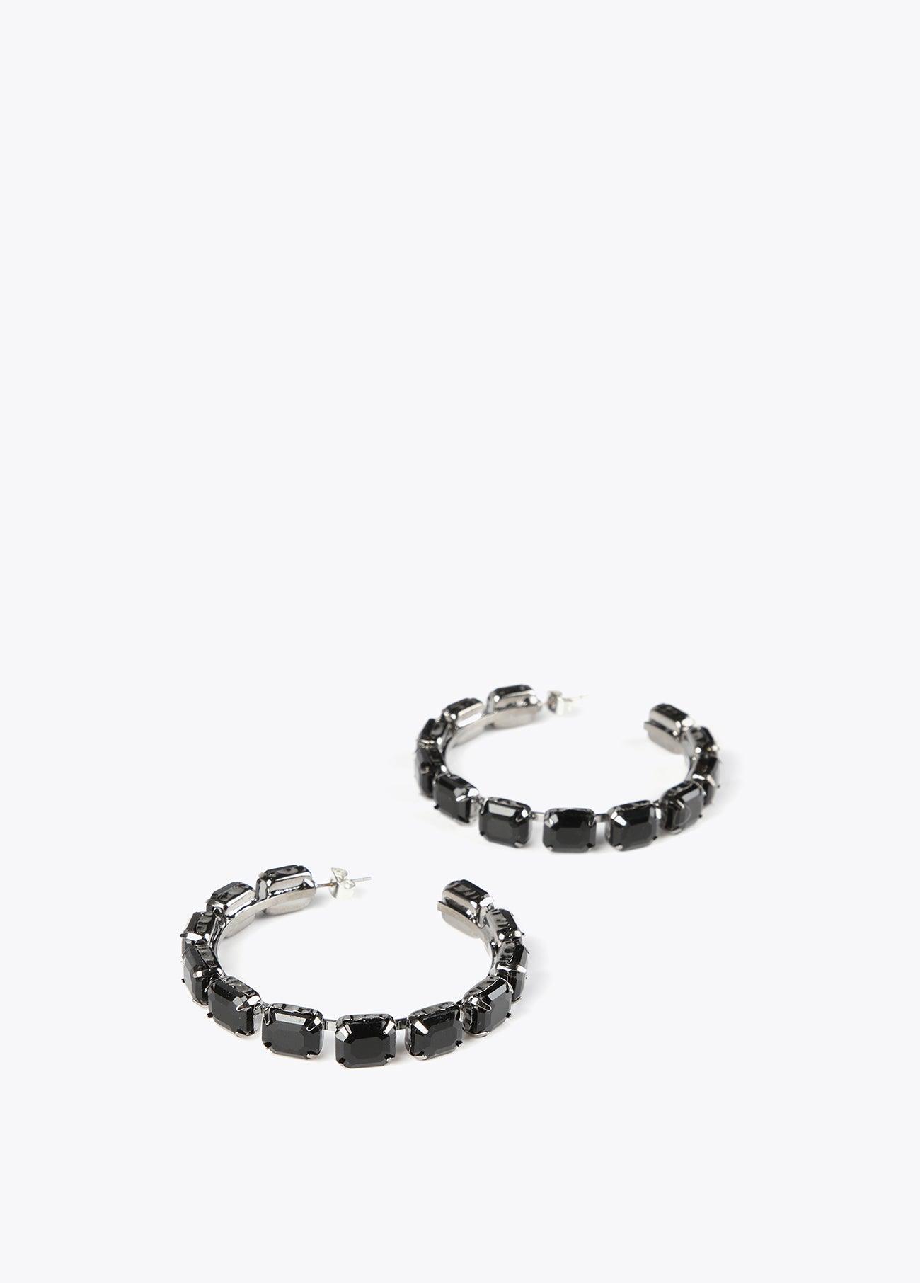 12410029-Crystal hoop earrings-Black