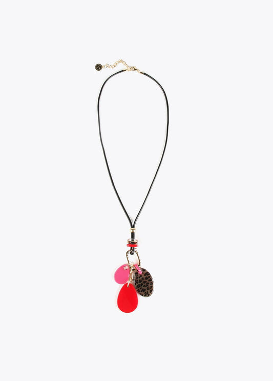 12411023-Long charms necklace-Red