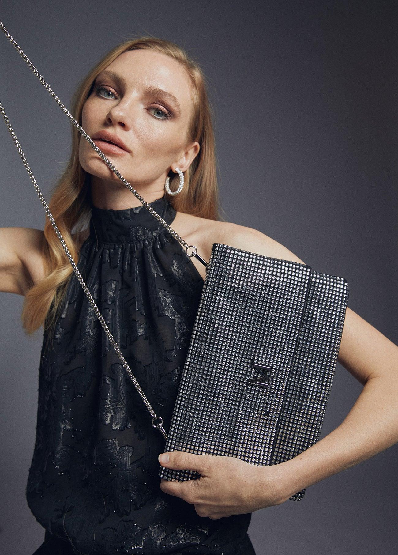 12421002-Crystal clutch-White