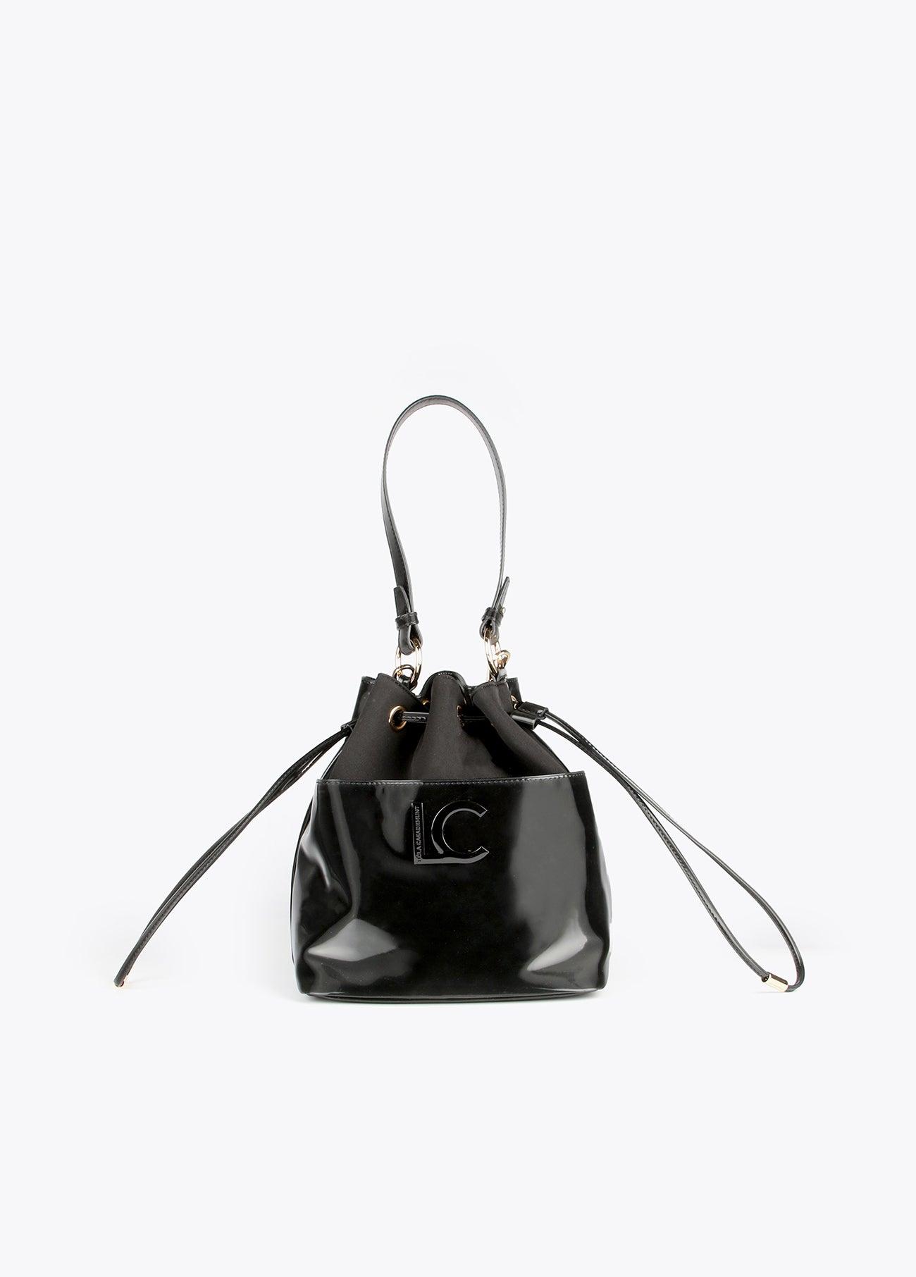 12423001-Two fabric drawstring bag-Black