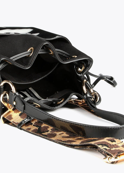 12423001-Two fabric drawstring bag-Black