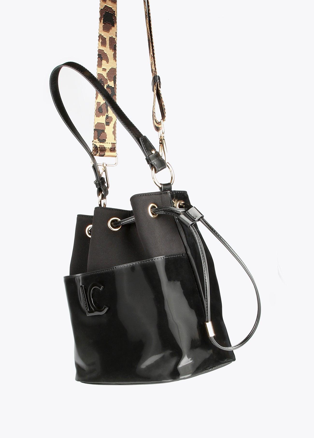 12423001-Two fabric drawstring bag-Black