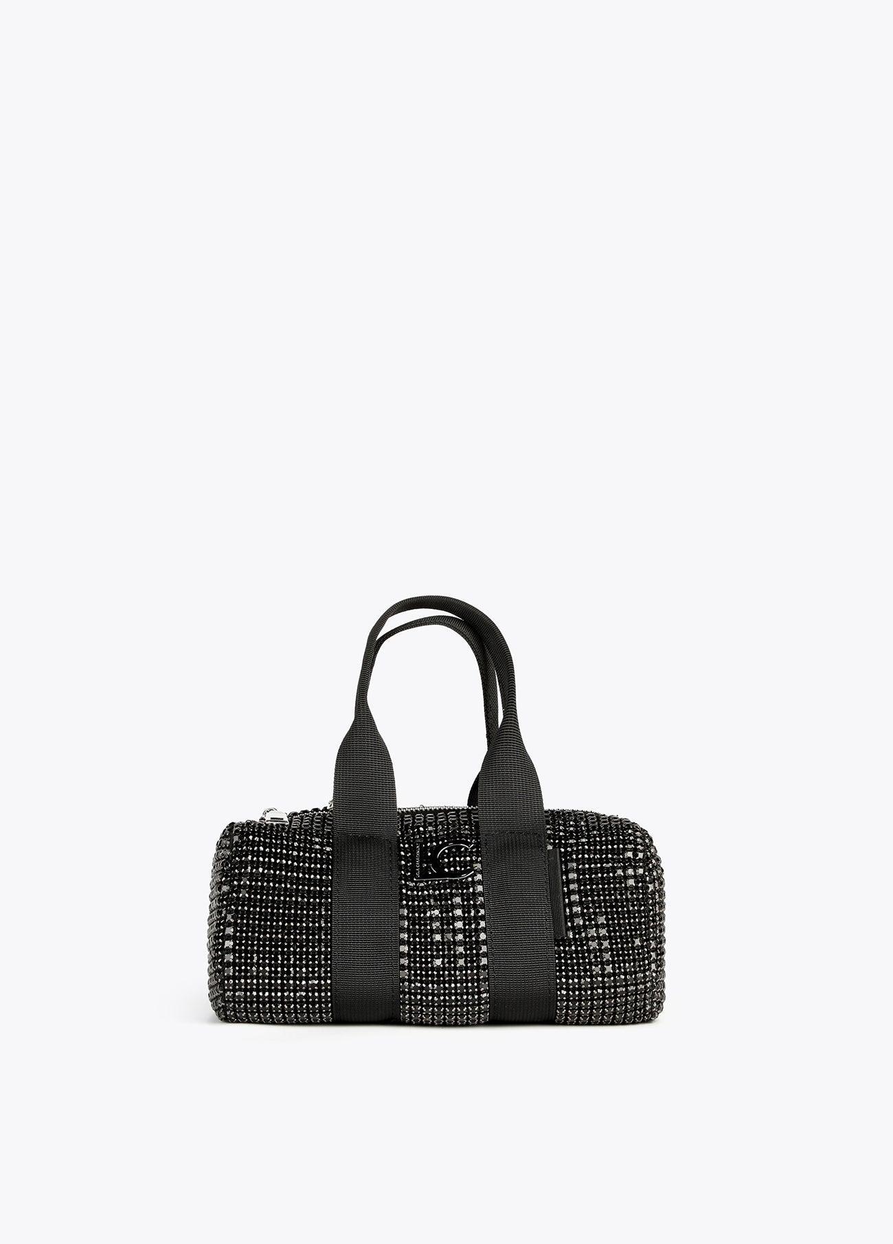 12423003-Mini bowling bag with crystals-Black