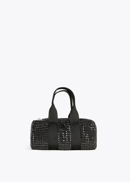 12423003-Mini bowling bag with crystals-Black