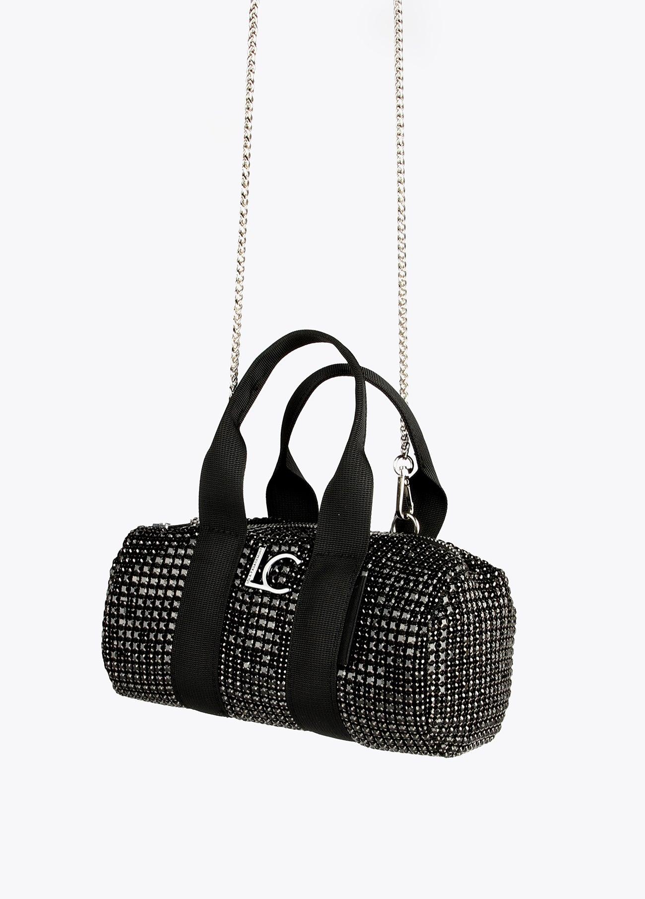 12423003-Mini bowling bag with crystals-Black