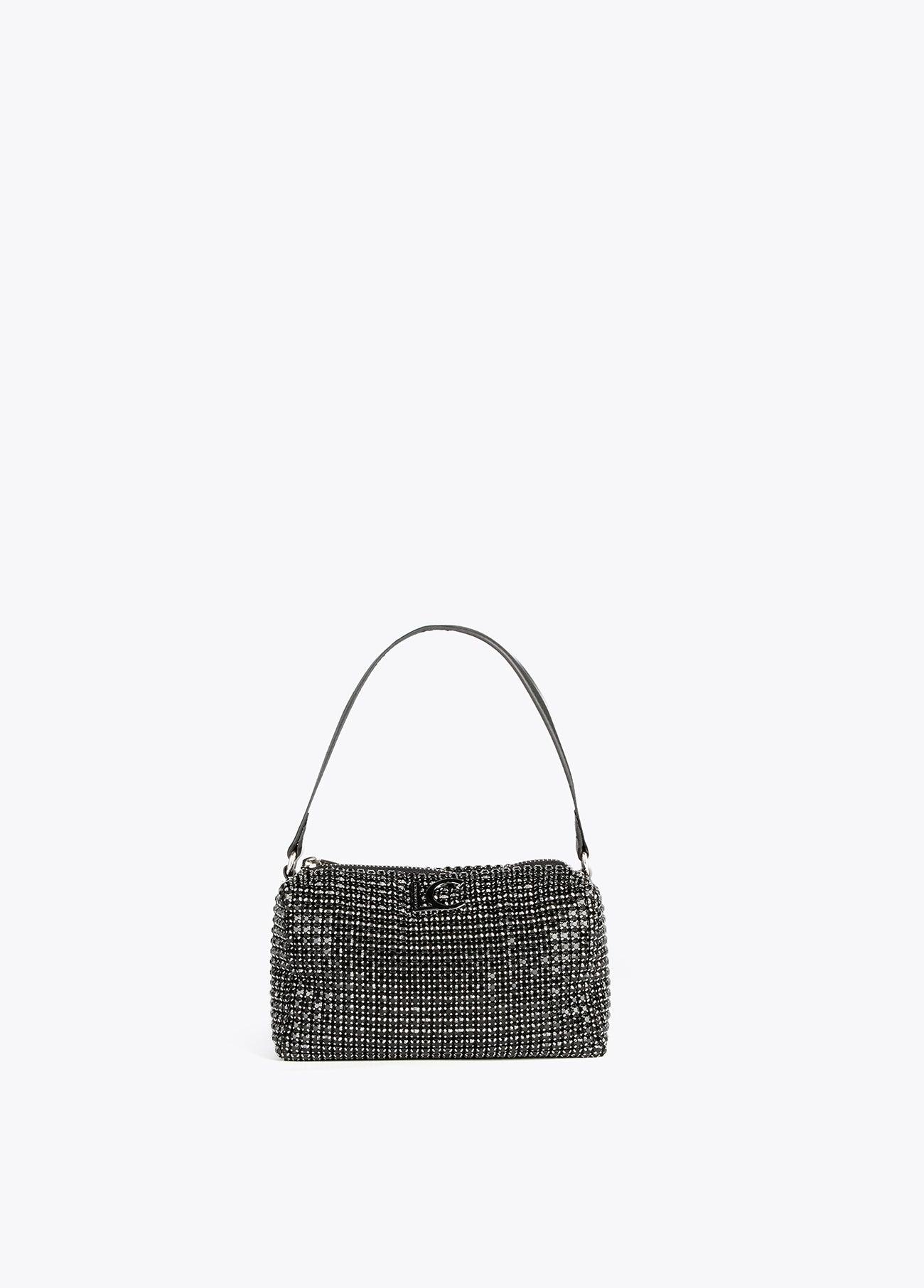 12423004-Crossbody bag with crystals-Black