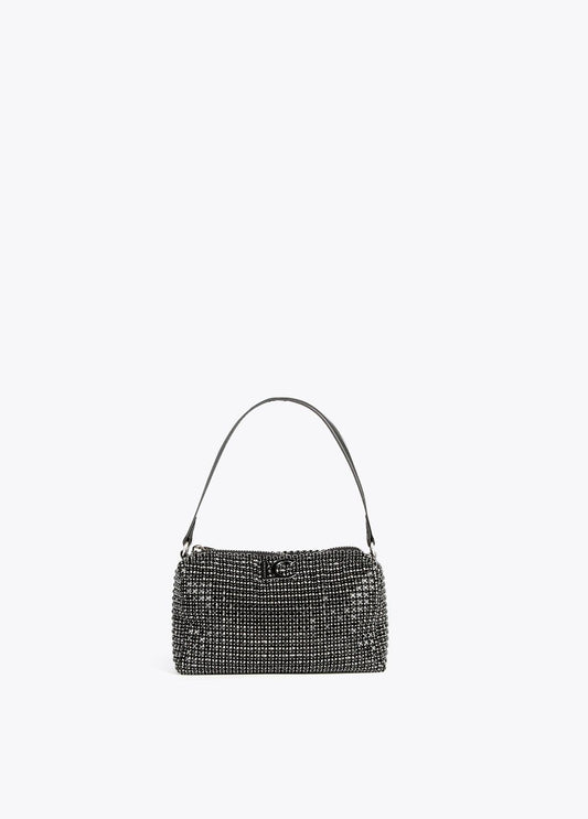 12423004-Crossbody bag with crystals-Black