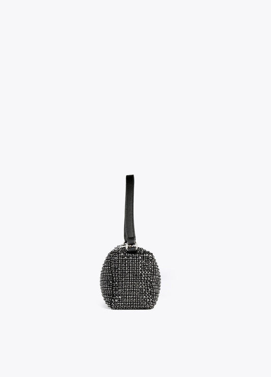 12423004-Crossbody bag with crystals-Black