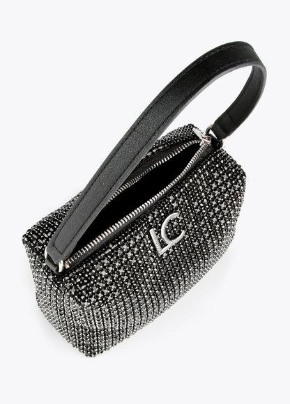 12423004-Crossbody bag with crystals-Black
